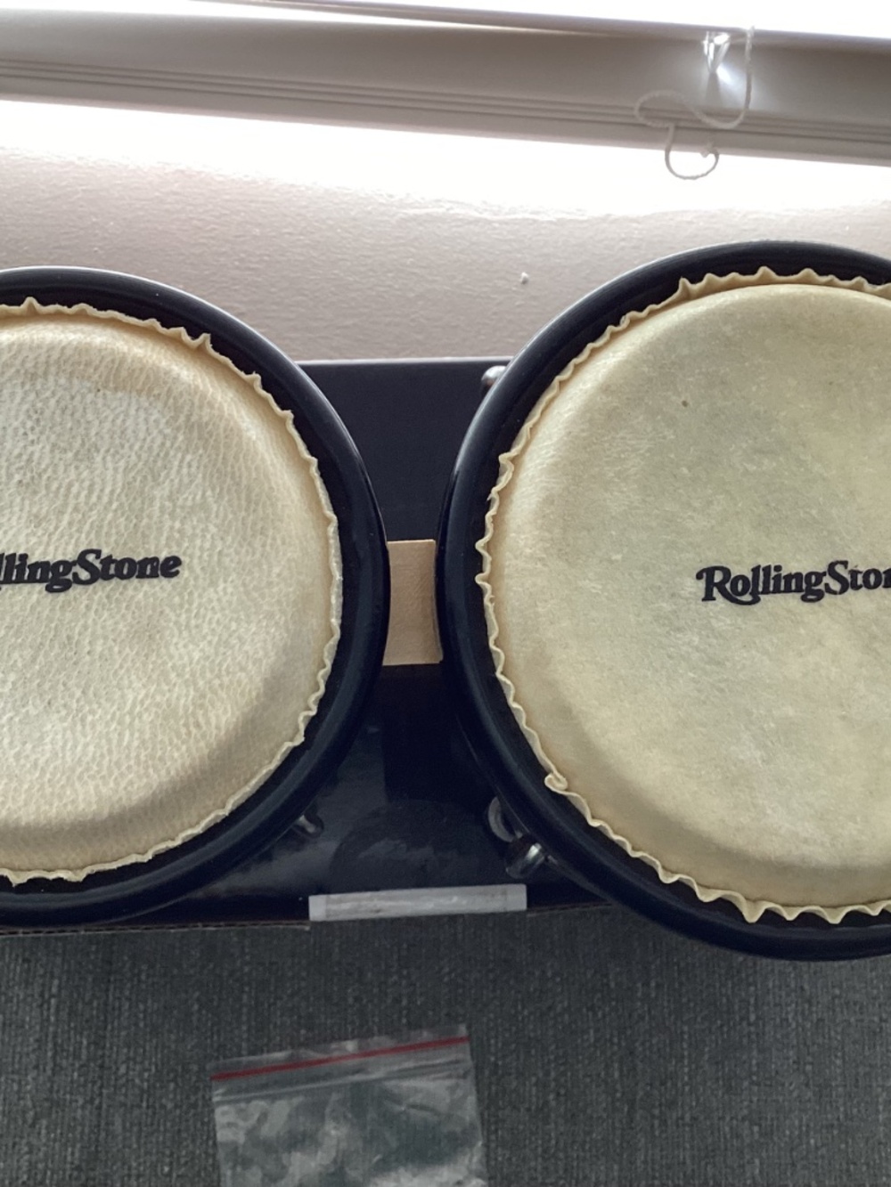 Rolling Stone Beginners Bongo Drum Set Tunable Wood 2 Diff Size Drums W/ Wrench - Picture 9 of 9